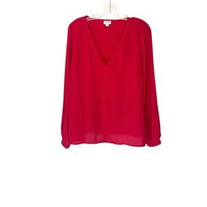 J.Crew Pink Office‎ Work Career Business Corporate V-Neck Blouse Large BK466